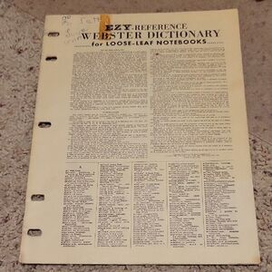 Vintage 1962 Webster Dictionary For Loose-leaf Notebooks